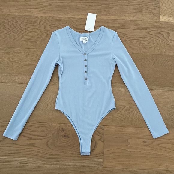 Hudson North Women’s Henley Long Sleeve Body Suit. Light Blue. Size XS. NWT. - Picture 5 of 11